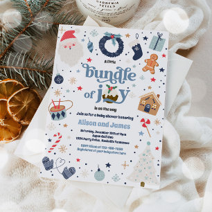 Bundle Of Joy Blue Boy Winter Baby Shower Invitation