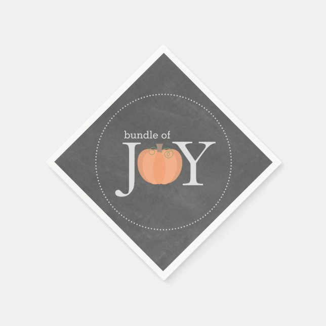 Bundle Of Joy Chalkboard Pumpkin Fall Baby Shower Napkin (Corner)