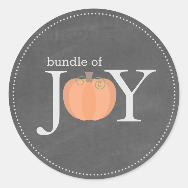 Bundle of Joy Chalkboard Pumpkin Fall Baby Sticker (Front)