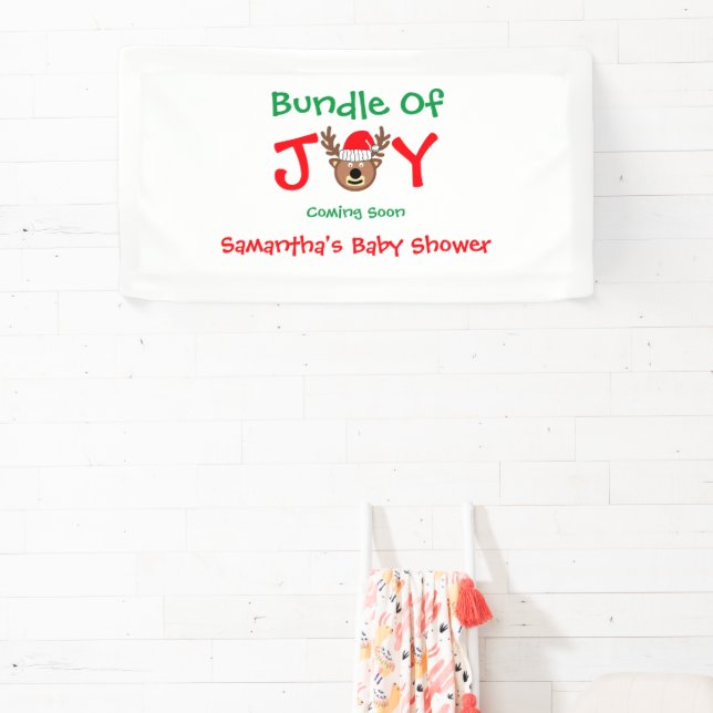 Bundle of Joy Christmas Baby Shower Banner (Insitu)
