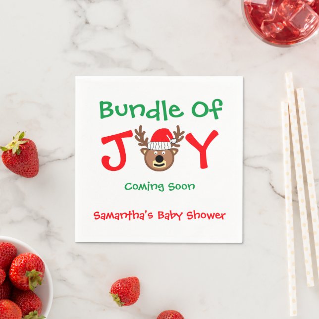 Bundle of Joy Christmas Baby Shower Napkin (Insitu)