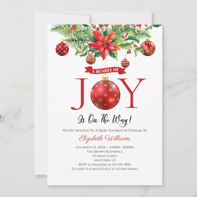 Bundle Of Joy Christmas Ornaments Baby Shower Invitation (Front)
