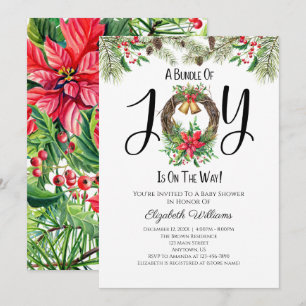 Bundle Of Joy Christmas Watercolor Baby Shower Invitation