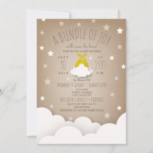 Bundle of Joy Clouds + Stars Baby Shower Invitation