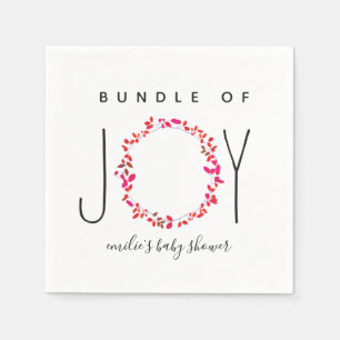 Bundle Of Joy Girly Greenery Baby Shower Napkin