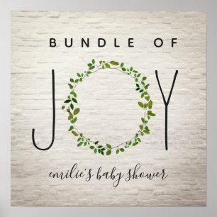 Bundle Of Joy Green Wreath Brick Baby Shower Poster