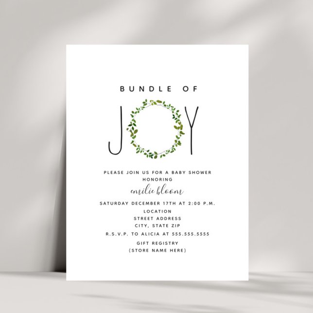 Bundle Of Joy Greenery Wreath Neutral Baby Shower Invitation (Creator Uploaded)
