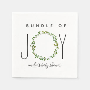 Bundle Of Joy Greenery Wreath Neutral Baby Shower Napkin