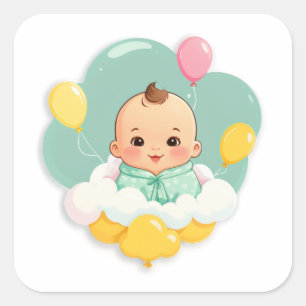 Bundle of Joy on the Way!" (Everyday, Gender-Neutr Square Sticker