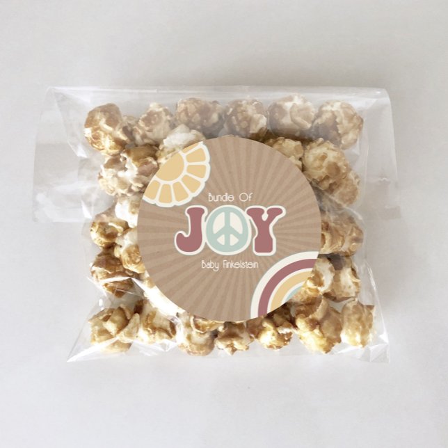 Bundle of Joy Peace Pink Brown Baby Shower Hippie Classic Round Sticker (Creator Uploaded)
