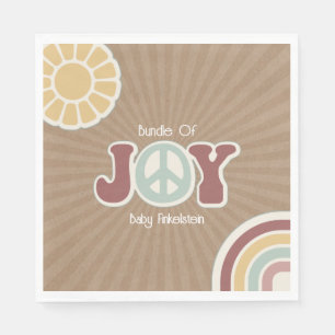 Bundle of Joy Peace Pink Brown Hippie Baby Shower Napkin