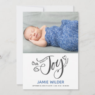 Bundle Of Joy Photo Birth Baby Boy Blue Announcement