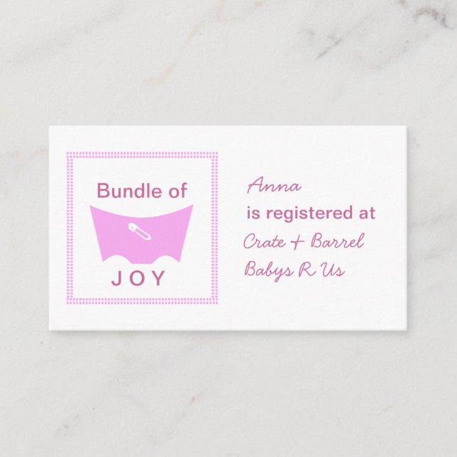 Bundle of joy registry card (Front)