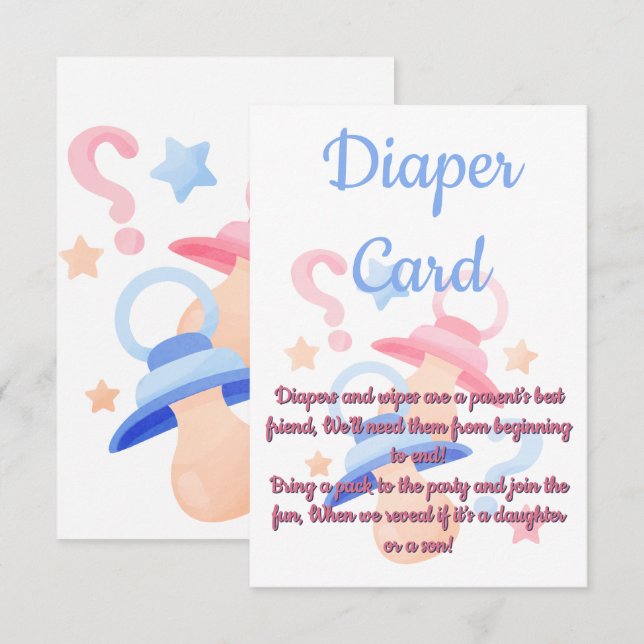 Bundle of Joy Reveal Party Diaper Card (Front/Back)