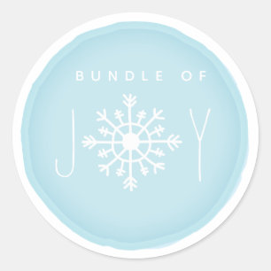 Bundle of Joy Snowflake Blue Baby Shower Classic Round Sticker