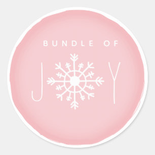 Bundle of Joy Snowflake Pink Baby Shower Classic Round Sticker