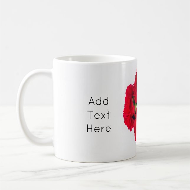 Bundle of Red Carnation Flowers Coffee Mug (Left)