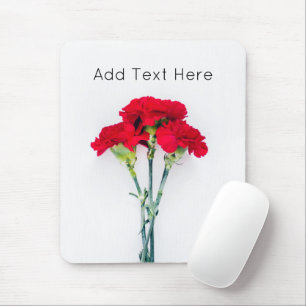 Bundle of Red Carnation Flowers Mouse Mat