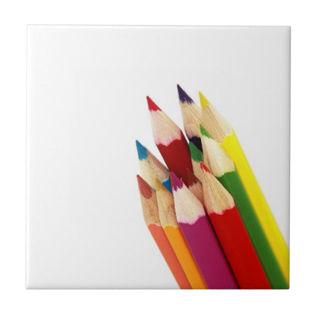 Bundled Coloured Pencils Ceramic Tile (Front)
