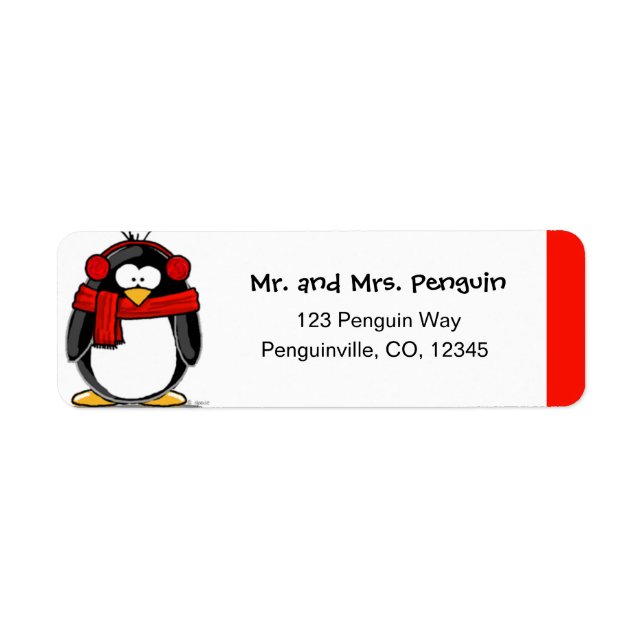 Bundled for winter penguin return address labels (Front)