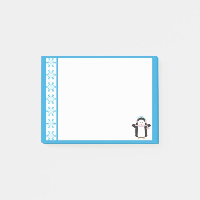 Bundled Up Penguin Post-it Notes (Front)