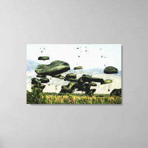 Bundles of food and water are air delivered canvas print