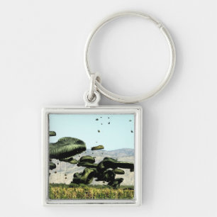 Bundles of food and water are air delivered key ring