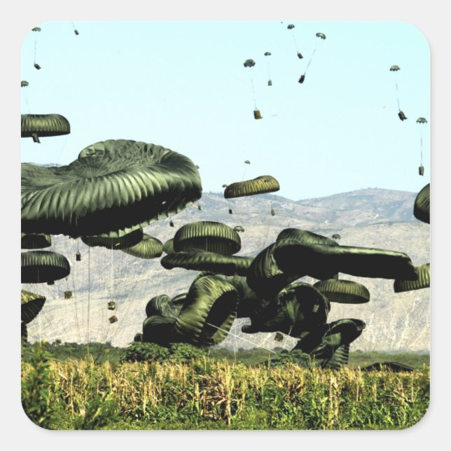 Bundles of food and water are air delivered square sticker (Front)