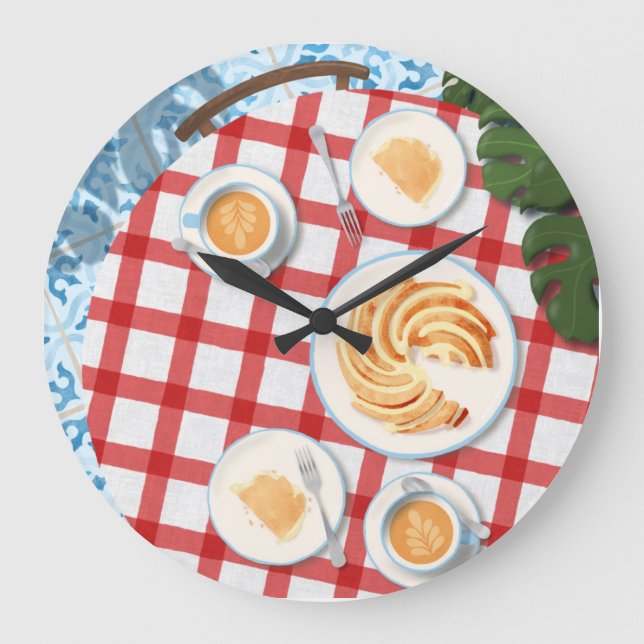 Bundt Cake and Coffee for Two Large Clock (Front)