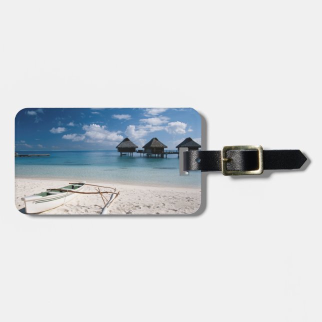 Bungalows from beach Motu Toopua Luggage Tag (Front Horizontal)