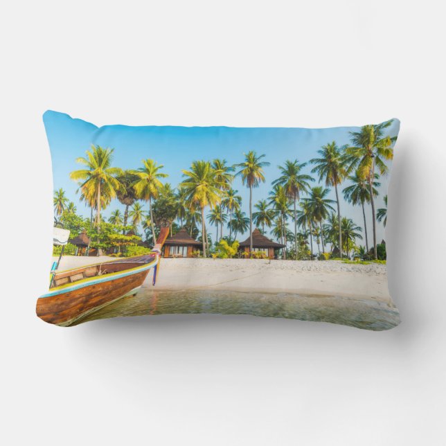 Bungalows on the Beach | Ko Mook, Thailand Lumbar Cushion (Front)
