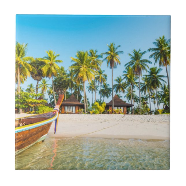 Bungalows on the Beach | Ko Mook, Thailand Tile (Front)