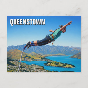 Bungy jumping in Queenstown New Zealand Travel Postcard