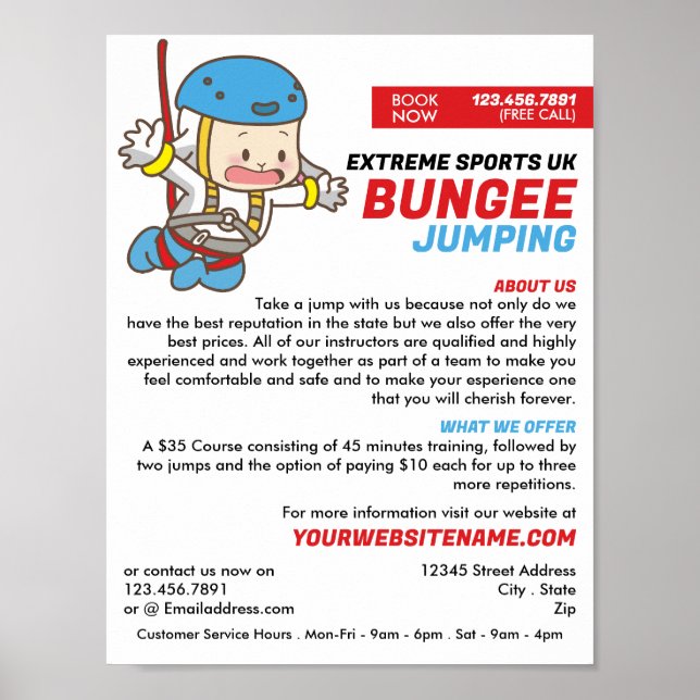 Bunjee Cartoon - Bungee Jumping Course Advertising Poster (Front)
