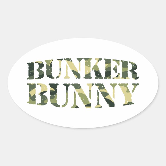 BUNKER BUNNY CAMO / CAMOUFLAGE OVAL STICKER (Front)