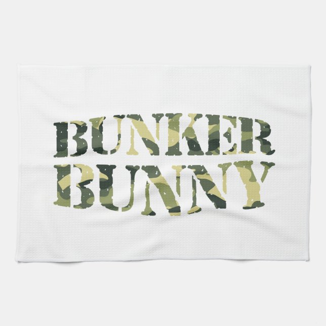 BUNKER BUNNY CAMO / CAMOUFLAGE TEA TOWEL (Horizontal)
