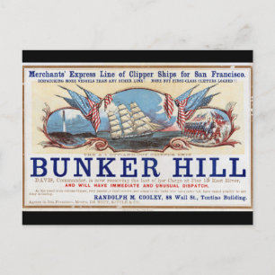 Bunker Hill Clipper sailing 1853 Postcard