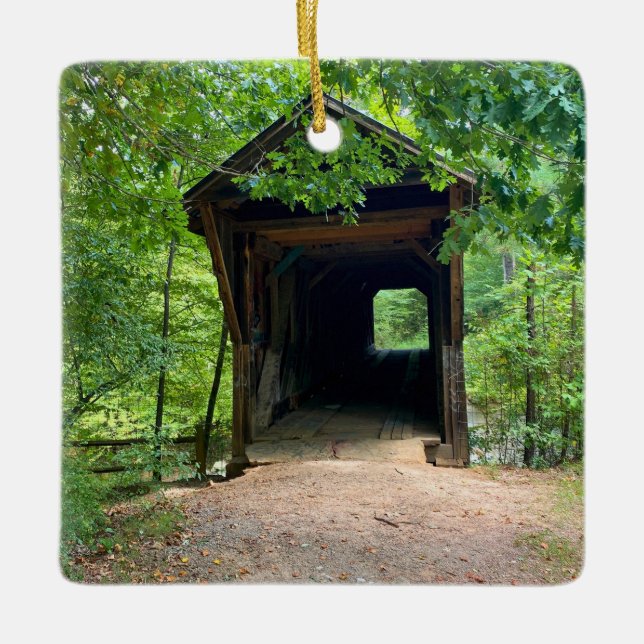 Bunker Hill Covered Bridge Ceramic Ornament (Front)