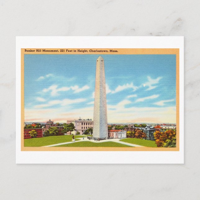 Bunker Hill Monument in Charlestown Vintage Travel Postcard (Front)