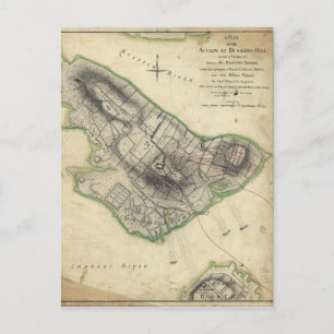 Bunker Hill Revolutionary War Map (June 17, 1775) Postcard