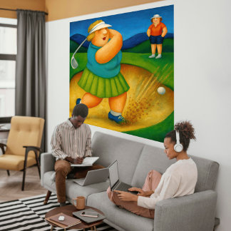 Bunker Trouble- Large Wrapped Canvas Golf Print