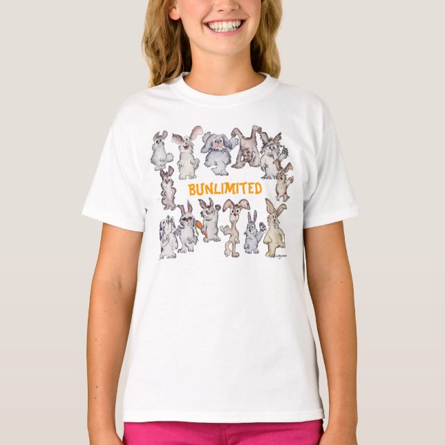 Bunlimited Cartoon Rabbits Funny T-shirt (Front)