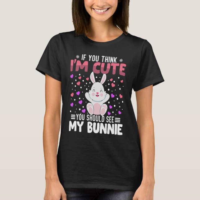 Bunnie Heart Valentine's Day Animal For Womens Kid T-Shirt (Front)
