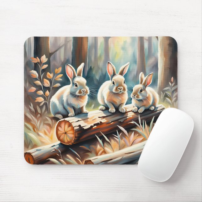 Bunnie In Forest Mouse Mat (With Mouse)