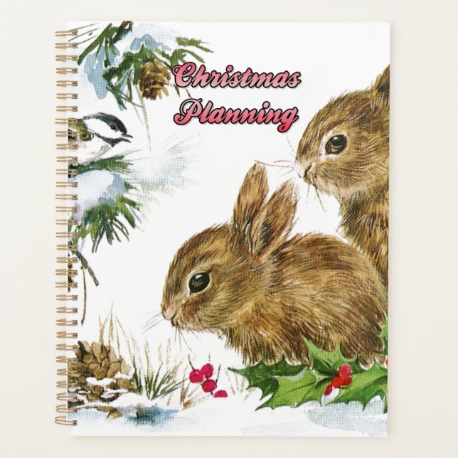 Bunnies and Bird Enjoy Snow Christmas Planner (Front)