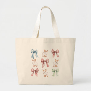 Bunnies and Bows Drawstring Backpack Large Tote Bag