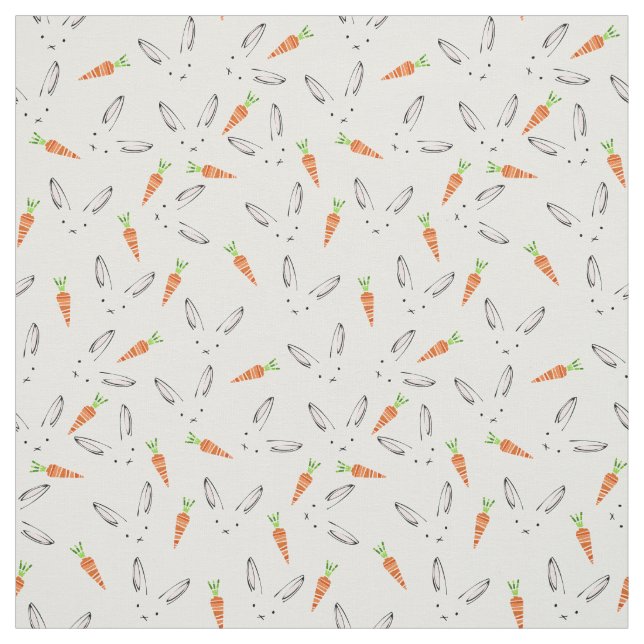 Bunnies and Carrots Fabric (Swatch)