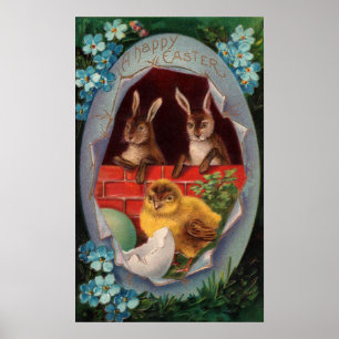 Bunnies and Chick Easter Poster