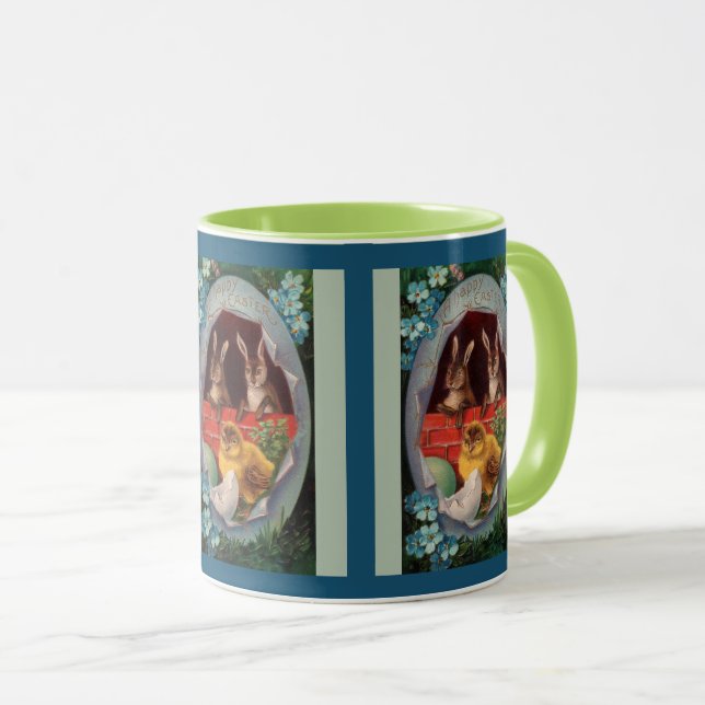 Bunnies and Chick Vintage Easter Coffee Mug (Front Right)