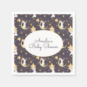 Bunnies and Gold Stars on Grey  Napkin